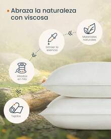 SONGMICS HOME Juego de 2 Almohadas, Alternativa de Plumón, King Size, Hotel, 92 x 51, Dureza Media, Dormir de Lado, Blanco Nube TBP033W01 - Rey - Ver 7