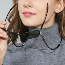 1pc Black Acrylic Eyeglasses Chain, Young Fashionable Sunglasses, Reading Glasses, Decorative Hanging Strap, Matching Neck Cord Chain