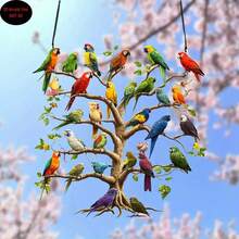 彩色鹦鹉树亚克力 2D 波西米亚风格壁挂，充满活力的鸟类节日装饰，非常适合门廊、露台、花园、客厅 - 圣帕特里克节和家居装饰、户外装饰的理想选择 | 波西米亚风格 | 亚克力艺术品，鸟类装饰 - 彩色 - 查看 3