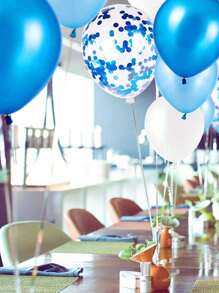 Conjunto de 10/40 globos de látex azul y blanco con confeti para suministros de fiestas temáticas de cumpleaños, decoración de boda bautista, despedida de soltera, Navidad