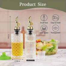 1个6.5盎司/200毫升玻璃橄榄油分装瓶，简约咖啡糖浆瓶，带金色金属漏斗量杯，适用于厨房 - 彩色 - 查看 7