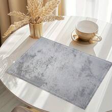 Bộ 1/4/6 tấm lót bàn ăn bằng vải lanh họa tiết bê tông, có thể giặt máy, hình chữ nhật, màu xám trơn, tấm lót cách nhiệt cho bàn ăn, trang trí nhà cửa và phòng ăn. - Nhiều màu - Xem 3