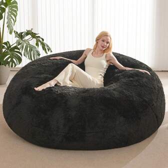 1 Piece Large Bean Bag Chair, Suitable For Adults & Teens, Bean Bag Seat Without Foam Filling, Removable Fabric Slouchy Sofa Cover Only