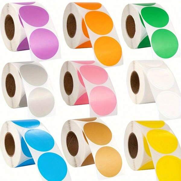 50mm Color Round Thermal Printing Labels - 600 Round Thermal Printer Labels, 2 Inch Thermal Printer Stickers, Round Thermal Labels For Logo Design, Name/Price Labels, DIY Cards, Addresses, QR Codes, 600 Labels/Roll, One Roll In Total