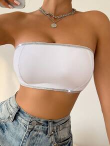 女士无肩带透明无钢圈文胸可调节抹胸式文胸带侧扣