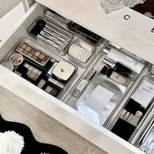 1件/6件透明抽屉整理盒，多功能化妆品收纳盒，浴室柜，办公用品，厨房用具，适用于梳妆台，厨房，办公室，卧室，抽屉，书桌 - 彩色 - 查看 4