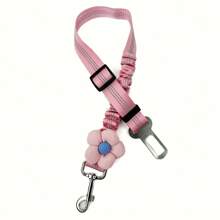 1pc Cute Pink Dog Car Seatbelt Leash With Floral Design - Adjustable, Reflective Safety Harness For Pet Cats And Dogs, Multiple Colors Available, Travel Safety Gear|Floral Pattern Leash|Adjustable Strap, Dog Accessories