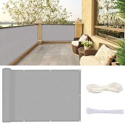 Gray Opaque Privacy Screen, UV Protection Cover For Apartment Balcony Railing, Outdoor Patio, Platform, Porch