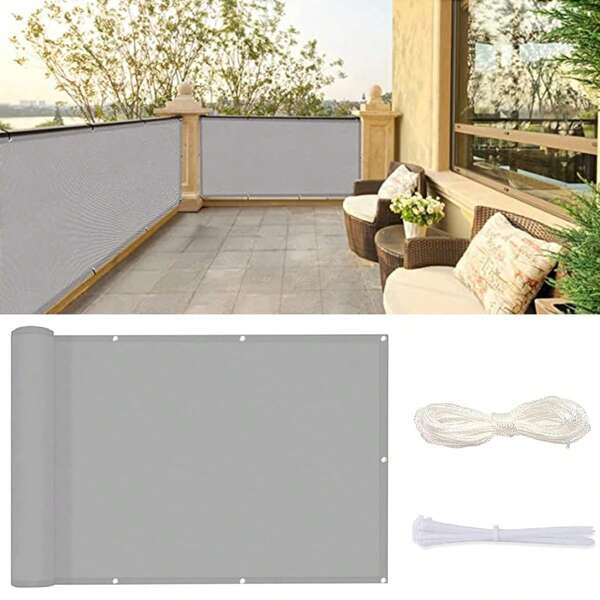 Écran de confidentialité pour balcon, revêtement de clôture opaque pour la confidentialité, bouclier de protection UV pour la rambarde d'appartement, patio extérieur, terrasse, véranda - Gris
