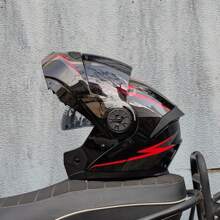 Kask motocyklowy ORZ Modular, odchylana osłona twarzy, dwa wizjery, unisex, do użytku przez cały rok