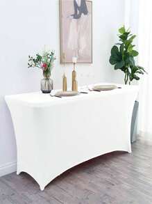 1/2pcs Black High Stretch Tablecloth + 6pcs Chair Cover Set, 4FT/6FT/8FT Polyester & Spandex Material Tablecloth, All-Season Tablecloth Covers, Full-Cover Chair Covers, PU Leather Chair Covers With Tie-Back, Suitable For Home, Indoor, Outdoor, Picnic And Camping, Fits All Holidays And Special Occasions