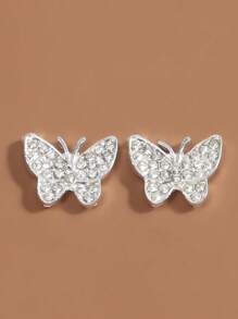 1 par de adhesivos con diseño de mariposa de moda en color plateado para el escote