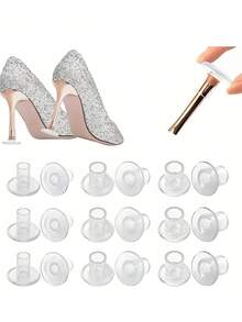 3 Sizes Soft Transparent High Heel Protectors, Suitable For Walking On Grass And Uneven Surfaces, Anti-Slip Heel Repair Caps, Prevent Heels From Sinking Into Grass, Bridal Shoe Covers - White - View 1