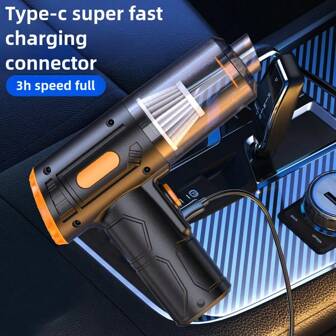 Car Vacuum Cleaner With Strong Suction And Super Power For Dry And Wet Cleaning Of Cat And Pet Hair, Multi-Functional Portable Mini Handheld
