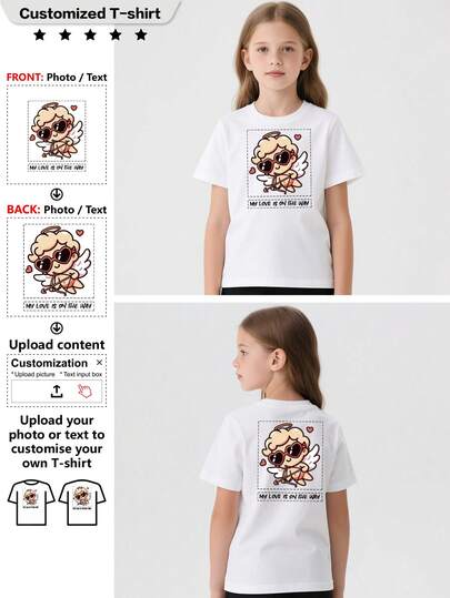 Camiseta personalizada, Camiseta deportiva para niñas, Transpirable, Un regalo - Agrega imágenes para diseñar tu propia camiseta impresa personalizada