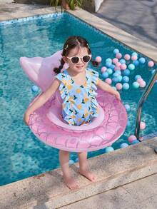 1 件儿童加厚双气室防倾覆美人鱼充气游泳圈，救生衣游泳池水上玩具，适合幼儿和儿童，男孩和女孩 - 彩色 - 查看 3