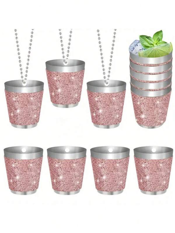 Vaso de vino pequeño de acero inoxidable de 30ml - Elegante vaso de whisky reutilizable con cadena anti-óxido - Perfecto para bodas inolvidables, festivales y Navidad, despedidas de soltero - Accesorio para bebidas de alta gama para eventos festivos, como regalo