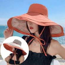 1pc Women's Plain Versatile Sun Hat, Suitable For Fashionable Commuting - MZ728 - View 15