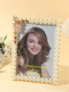 1/2pcs Elegant Faux Pearl Photo Frame, 3"/6"/7"/8"/10" Size, Made Of Gorgeous ABS Plastic Material, Suitable For Room, Bedroom, Office Picture Display Shelf, Home Decor (Random Inner Paper) - Pearl Color - View 7