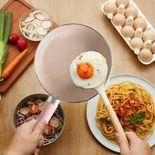 6.5-Inch Pink Aluminum Non-Stick Lightweight Frying Pan With Silicone Handle, Suitable For Gas Stoves, Eggs & Steaks - Multicolor - View 2