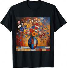 Gustav Klimt Style Abstract Flowers In A Geometric Vase T-Shirt>DI Hostess Gifts - Black - View 1