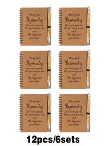 12 pièces/6 pièces/2 pièces/1 set Coffret cadeau de reconnaissance pour les employés - comprend un stylo à bille en bambou avec des citations inspirantes et des cahiers de motivation à spirale, cahiers de reconnaissance, mini cahiers à spirale. Convient pour les bénévoles, les enseignants, les infirmières, les activités de team building, les anniversaires, la retraite, les cadeaux de bureau pour les fêtes, fournitures scolaires, rentrée scolaire