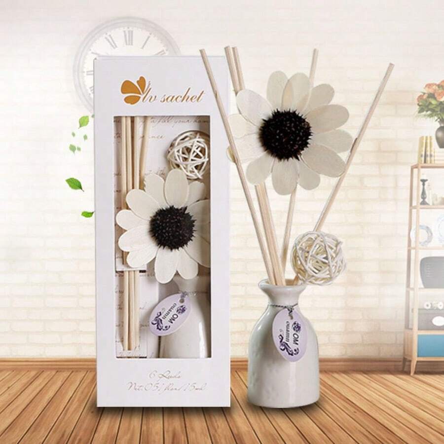 1 件白色陶瓷无焰精油扩散器,藤条陶瓷芳香香薰扩散器,适用于室内、家庭、酒店房间、浴室、除臭剂(吊牌仅供展示,不含吊牌) - 升級款2倍濃香型 - 查看 1