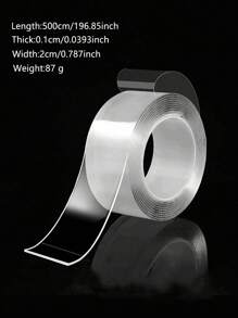 1 rollo de cinta adhesiva de doble cara de uso múltiple, cinta adhesiva transparente y fuerte, cinta de sellado de goma, lavable y reutilizable para carteles transparentes, imágenes, tiras para colgar cuadros en el hogar y la oficina, decoraciones navideñas, manualidades y reparaciones del hogar de vuelta al colegio