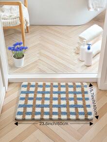 DAJIANG 1pc Flocked Bathroom Non-Slip Mat, Striped Geometric Pattern, Nordic Style, Minimalist & Elegant, Extra Thick & Soft, Non-Slip TPR Bottom, Fluffy & Absorbent, Machine Washable, Suitable For Home, Living Room, Bathroom, Vanity, Bathtub, Shower, Sink, Dorm, Home Decor, Thick & Fleece Entryway Decor Bathroom Kitchen Decor - Nhiều màu - Xem 12