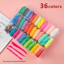 12/24/36/48 块超轻粘土，盒装彩色粘土，手工 DIY 造型粘土套装，太空粘土，雪泥，12/24/36/48 色，多种颜色可选，泡泡粘土，学生艺术创作，快干易塑形，太空泥，易于造型，颜色随机（含 3 把随机刀叉）