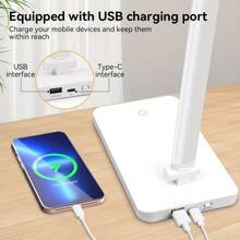 LED Schreibtischlampe mit Nachtbeleuchtung, wiederaufladbare Tischlampe, USB-Ladeanschluss, 3 einstellbare Helligkeits-Schreibtischlampen für Zuhause und Büro, Touchsteuerung, 1200Lux super hell