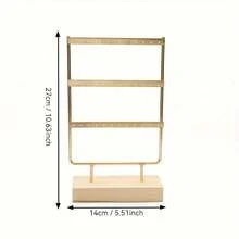 Iron & Wood Jewelry Display Stand For Earrings, Ear Studs, Necklaces, Rings, Pendants For Women Storage Organizer Travel Essentials Back To School Dormitory Storage Fall Decor - Multicolor - View 15