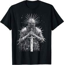 Knight Templar Warrior Crusade Medieval Fantasy Art T-Shirt]DIS Mother's Day Gifts - Black - View 1