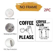 2 pièces/set Impression sur canevas art déco moderne minimaliste pour club de café, portrait sans cadre, décoration murale intérieure pour cuisine, bureau à domicile, salon, chambre, restaurant, motif unicolore, thèmes de printemps et d'été, affiches esthétiques de bar à café, articles pour couple, décoration murale de station de café, décoration murale de cuisine, sans cadre