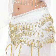 1pc Gold Coin Waist Chain, Beginner Belly Dance Waist Scarf, Shiny Sexy Dance Practice Hip Scarf, BLINGBLING, Suitable For Daily Wear, Nightclub Stage Performance, Street Snap, Festival Party Costume Accessory Summer School