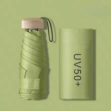 1pc Mini Travel Sun Umbrella UPF50+ , Small Compact UV Protection Umbrella For Sun And Rain, Lightweight Parasols Daily Travel Easy To Carry