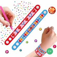 2 件钻石艺术手链工艺套件，钻石画珠宝艺术制作套件，适合女孩儿童宝石 DIY EVA 手链制作套件，适合女孩的礼物，Little Jupiter 钻石艺术手链套件，女孩手链制作套件 - 儿童钻石艺术套件 - 彩色 - 查看 16