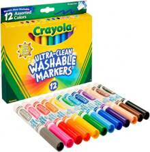 Broad Line Markers (12 Count), Washable Markers Kids, Assorted, Back To School Essentials, Teacher Classrooms Must Have, School Supplies, 3+