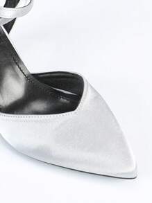 Damen Mode Block Absatz Mule Sandalen, simples Design Slip On Peep Zehen Pantoletten mit Klemm-Knöchelriemen, elegante silberne Klassiker Schuhe