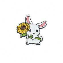 1/5pcs Cute Cartoon Rabbit, Tree, Leaf, Sunflower Enamel Brooches, Animal Badges Pins, Suitable For Daily Wear School Office Accessories Shirts Jacket Jewelry Christmas Halloween Clothes Pin Funny Teacher Gifts Costume Accessories Bag Charms - Multicolor - View 14
