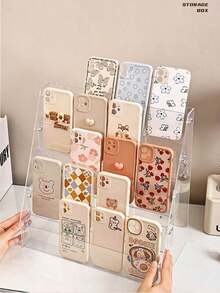 1 件透明亚克力桌面手机壳收纳盒，多层亚克力桌面手机壳展示架