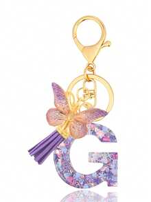 1pc Purple Keychain, Christmas Keychain, Women's Style, Letter Keychain With Tassel, Can Be Hung On Keys, Wallet, Handbag, Backpack, Holiday Christmas Gift, Home Decor - Purple - View 27