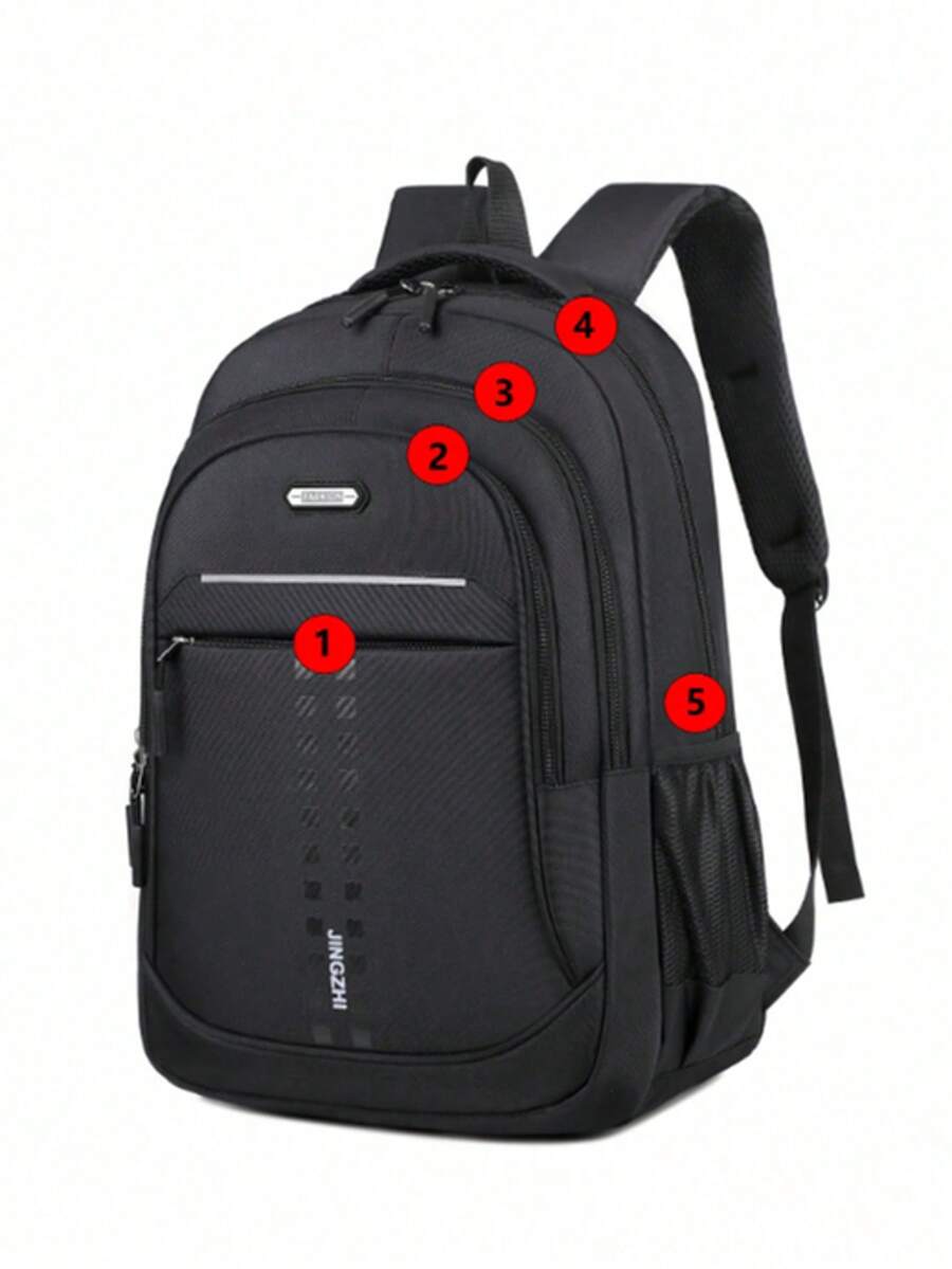 Fashionable Business Travel Multi Pocket Oxford Cloth Large Capacity Multifunctional Men's Functional Backpack Office Accessories - Black - View 1