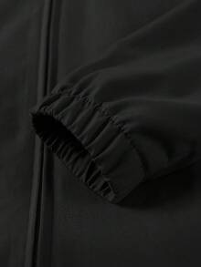 男士字母印花休闲春秋外套，拉链长袖外套，送朋友、老公、男友的礼物 - 黑色 - 查看 5