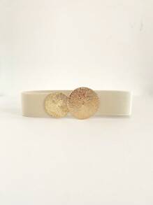 1 Stück beige elastischer gestrickter Taillengürtel mit rundem Metallschnallenverschluss, geeignet für Kleider, Röcke, Hemden für tägliche Dates, Partys, Reisen im Sommer, Schule im Herbst, Herbst, Halloween