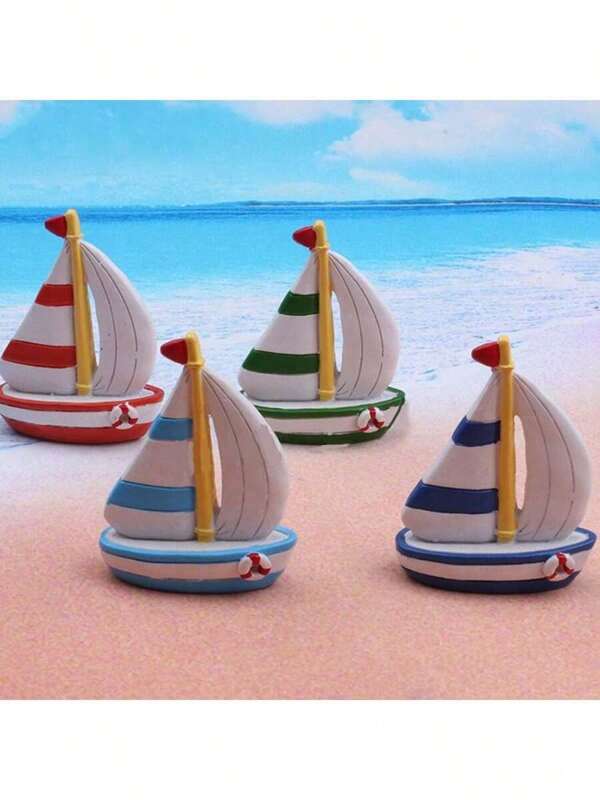 2pcs Ocean Themed Cake Decorations, Creative Cute Sailing Boat Decor Home Accents (Random Color)