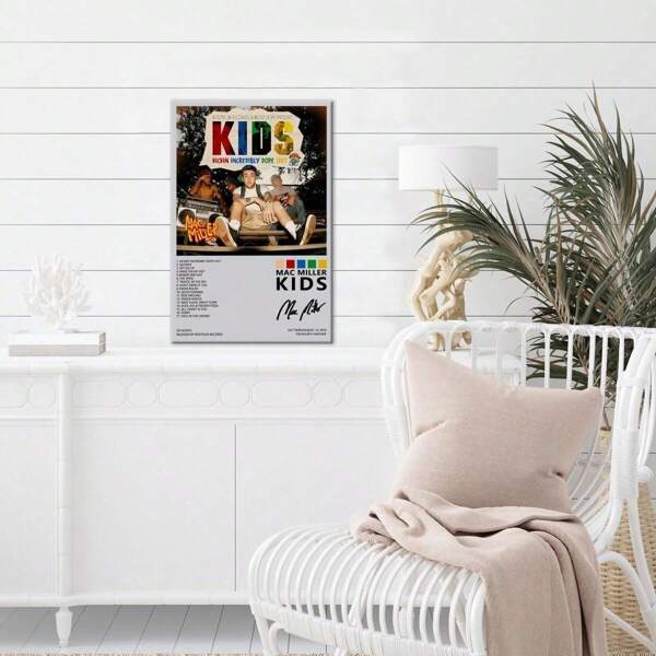1pc Miller Album Cover Music Art Hip-Hop Rapper Poster Canvas Painting Modern Home Living Room Bedroom Decoration Wall Art Gift Optional Frame ,Wall Art With Frame