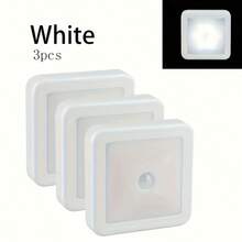 1pc/3pcs Auto Sensor LED Night Light, Wireless Wall Lamp, Battery Powered (Batteries Not Included), Suitable For Stairs, Cabinets, Bathroom, Steps, Bedroom, Corridor And Indoor Decor Lighting - Silver - View 12