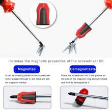 6 Chrome Vanadium Steel Screwdriver Heads, Sandblasted To Prevent Rusting; Paired With A Magnetizer, It Can Increase The Magnetic Force Of The Batch Head And Eliminate It. The Product Needs To Be Used With A Screwdriver Handle With A 1/4-Inch Hexagonal Socket