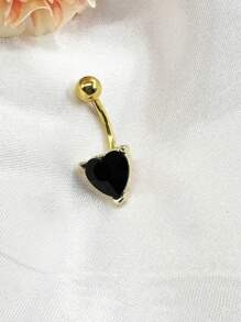 2025 Latest Copper Alloy 24K Gold Plated Realistic Heart Shape Belly Button Ring, Multi-Color Options, Will Not Fade, Suitable For Red Customer, Women's Daily Wear, Party, Wedding, Mother's Day, Can Be Used As Gift